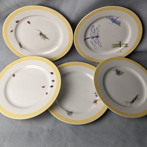 Williams Sonoma Bugs and Butterflies Five Different Bread Plates Ladybug Bee